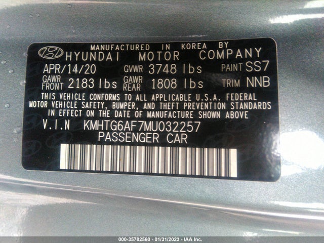 2021 Hyundai Veloster, VIN: KMHTG6AF7MU032257