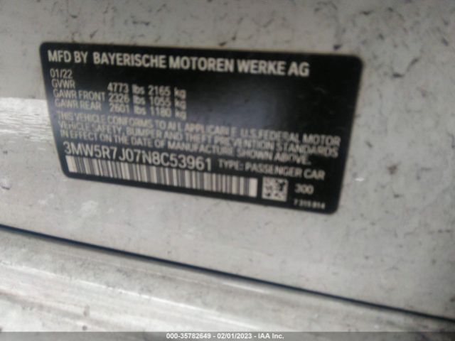 3MW5R7J07N8C53961 BMW 3 Series 330i Xdrive