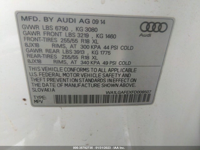 Audi Q7 3.0t Premium Plus 2015 WA1LGAFEXFD008507 Image 9