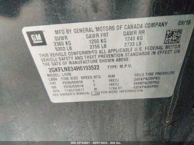 2GKFLNE34H6193522 GMC Terrain Sle