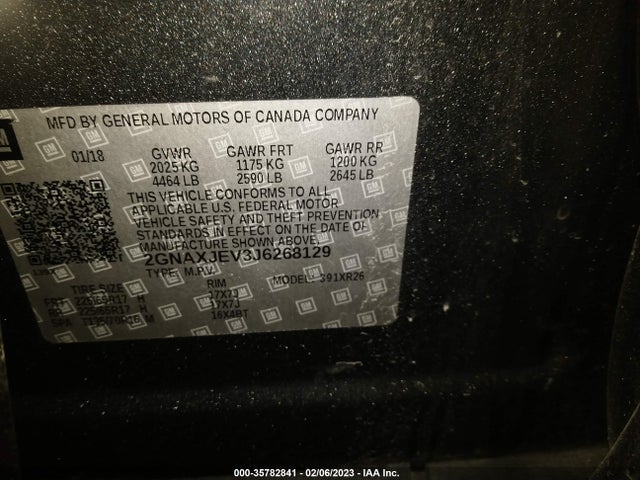 Chevrolet EQUINOX LT 2018 2GNAXJEV3J6268129 Image 11