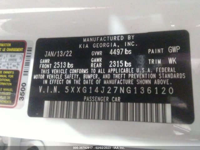 5XXG14J27NG136120 KIA K5 LXS