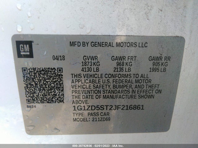 Chevrolet MALIBU LT 2018 1G1ZD5ST2JF216861 Image 10