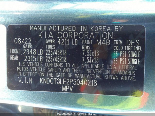 KNDCT3LE2P5040218 KIA Niro Sx Touring