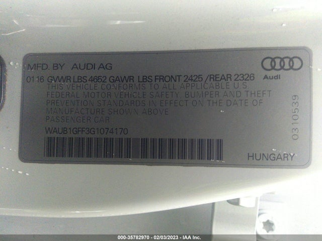 2016 Audi S3, VIN: WAUB1GFF3G1074170