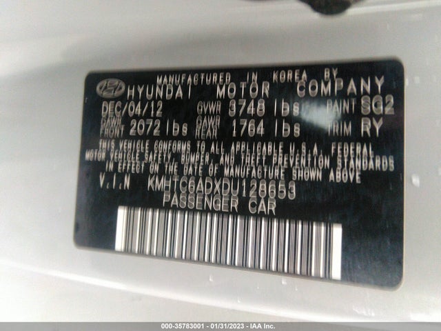 2013 HYUNDAI VELOSTER MIX VIN: KMHTC6ADXDU128653