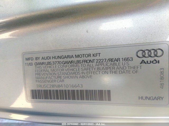 Audi TT 2004 TRUSC28N841016643 Image 10