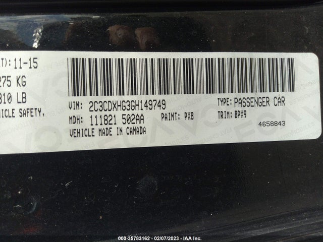 Dodge Charger Sxt 2016 2C3CDXHG3GH149749 Image 11