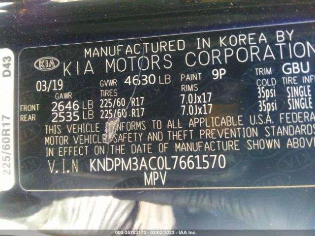 KNDPM3AC0L7661570 KIA Sportage Lx