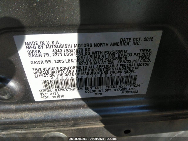 4A4AP4AU8DE007479 Mitsubishi Outlander Sport Se