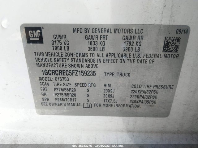 Chevrolet Silverado 1500 Lt 2015 1GCRCREC5FZ159235 Image 10