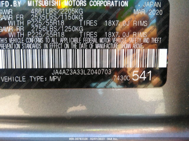 JA4AZ3A33LZ040703 Mitsubishi Outlander Es/se/sel/le/sp