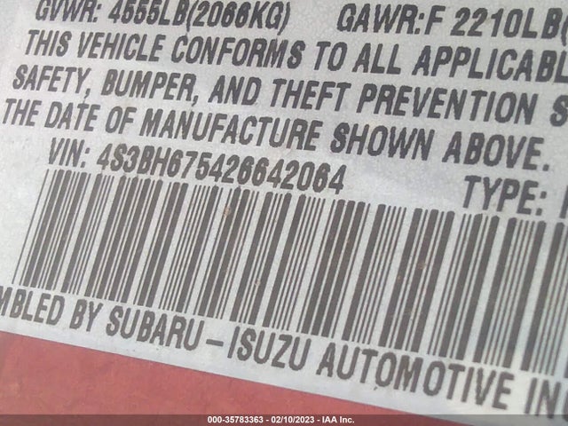 Subaru LEGACY WAGON 2002 4S3BH675426642064 Image 10
