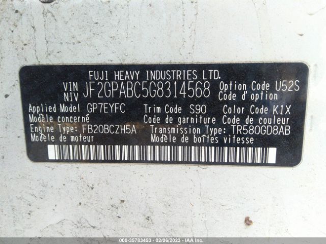 JF2GPABC5G8314568 Subaru Crosstrek Premium