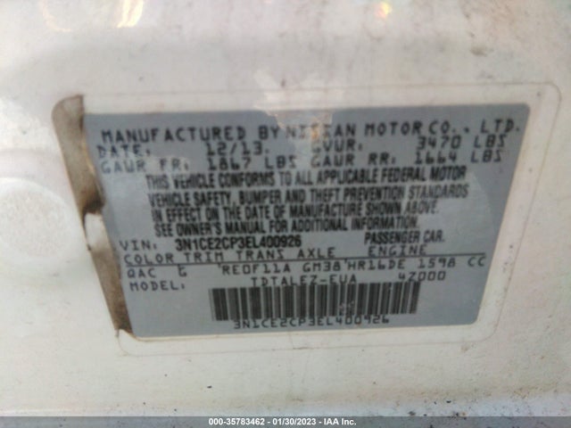 Nissan Versa Note S/s Plus/sv 2014 3N1CE2CP3EL400926 Image 10