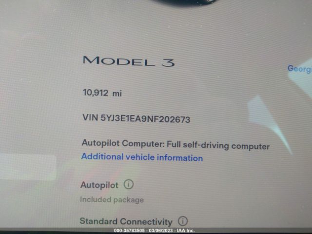 5YJ3E1EA9NF202673 Tesla MODEL 3
