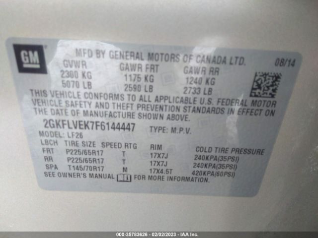 2GKFLVEK7F6144447 GMC Terrain Sle