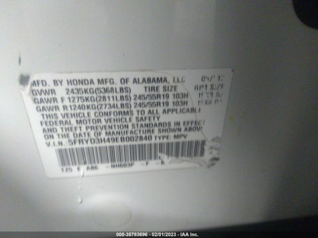 5FRYD3H49EB002840 Acura Mdx Tech Pkg