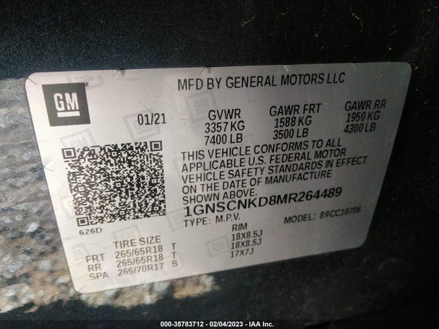 Chevrolet Tahoe Lt 2021 1GNSCNKD8MR264489 Image 9