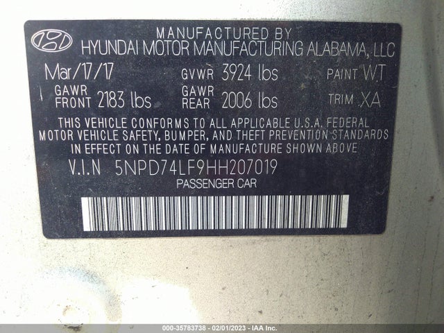 Hyundai ELANTRA SE 2017 5NPD74LF9HH207019 Image 11