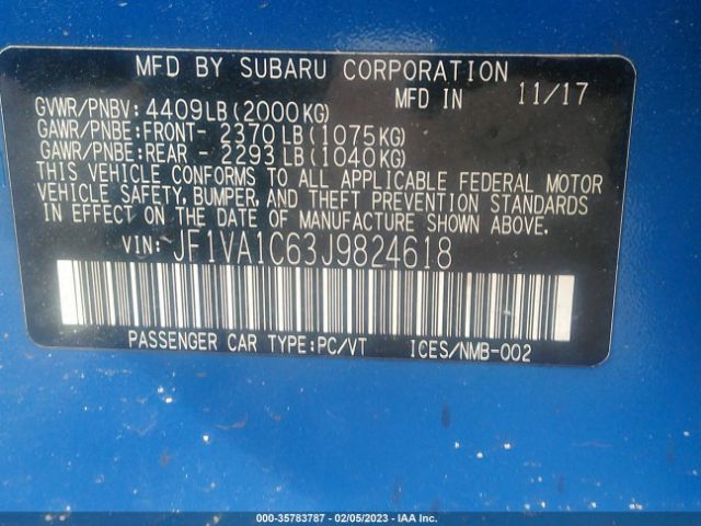 JF1VA1C63J9824618 Subaru Wrx Premium