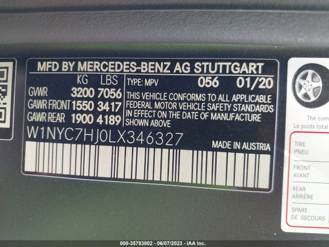 2020 Mercedes-Benz G-Class, VIN: W1NYC7HJ0LX346327