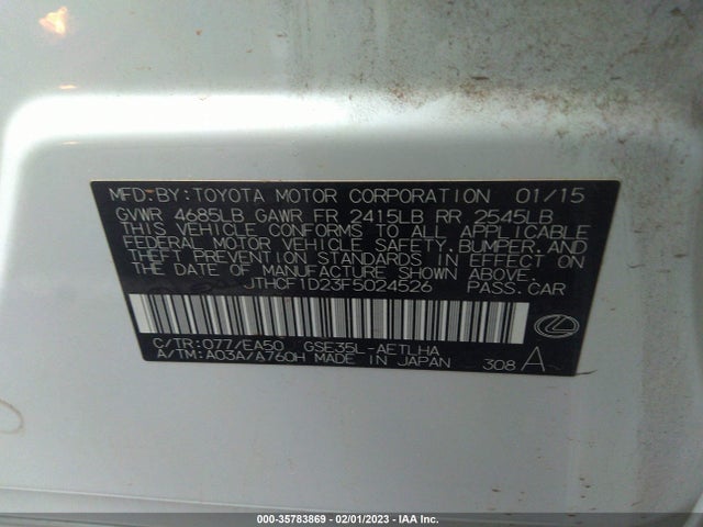 2015 Lexus IS, VIN: JTHCF1D23F5024526
