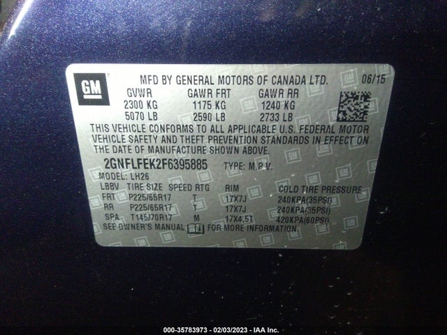 Chevrolet EQUINOX LT 2015 2GNFLFEK2F6395885 Image 10