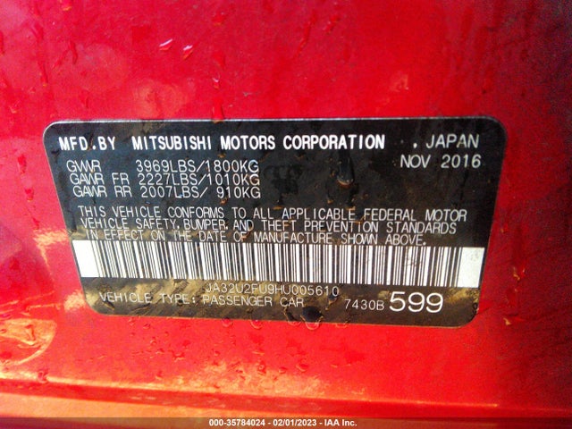 JA32U2FU9HU005610 Mitsubishi Lancer Es/le