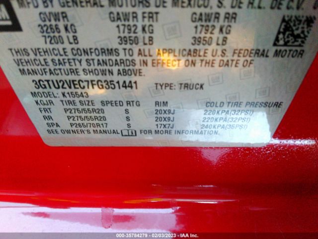 3GTU2VEC7FG351441 GMC Sierra 1500 Slt