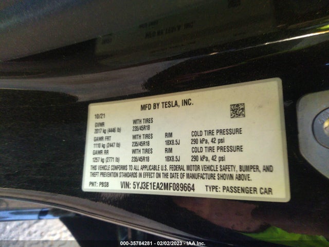 Tesla Model 3 Standard Range Plus 2021 5YJ3E1EA2MF089664 Image 8
