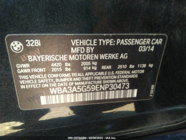 BMW 3 Series 328i 2014 WBA3A5G59ENP30473 Image 9