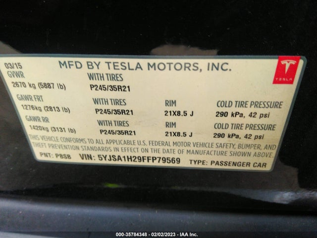5YJSA1H29FFP79569 Tesla Model S 85d/p85d/70d/90d/p90d