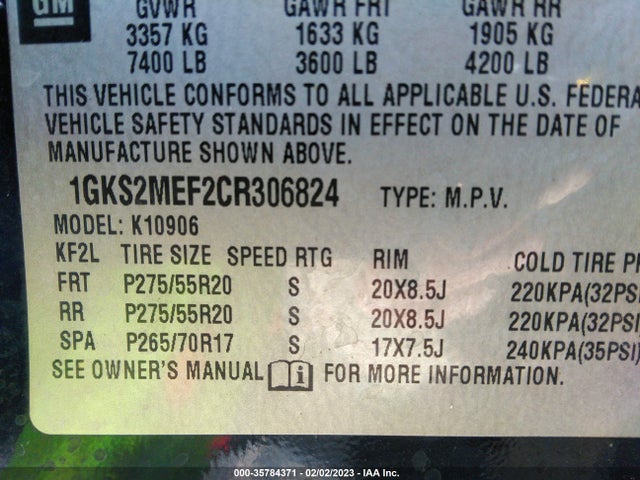 GMC YUKON XL DENALI 2012 1GKS2MEF2CR306824 Image 10
