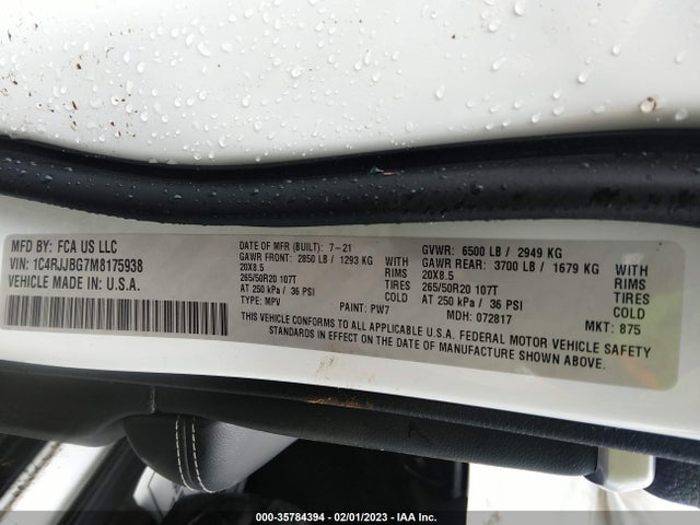 2021 Jeep Grand Cherokee, VIN: 1C4RJJBG7M8175938