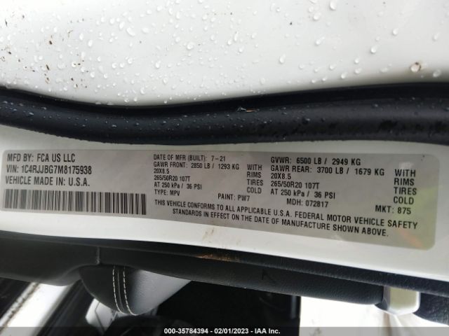 1C4RJJBG7M8175938 Jeep Grand Cherokee L Limited