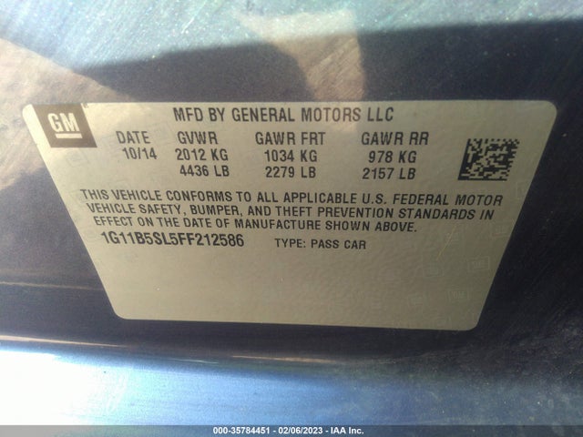 Chevrolet MALIBU LS 2015 1G11B5SL5FF212586 Image 9
