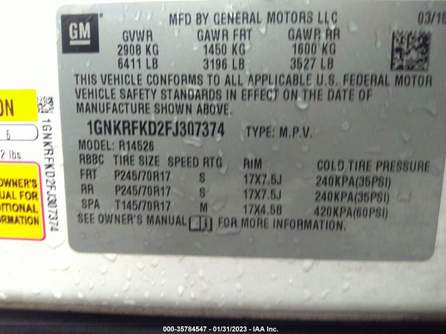 Chevrolet Traverse Ls 2015 1GNKRFKD2FJ307374 Image 9