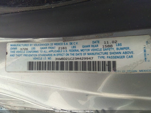Volkswagen New Beetle Coupe Gl 2003 3VWBD21C23M429947 Image 10