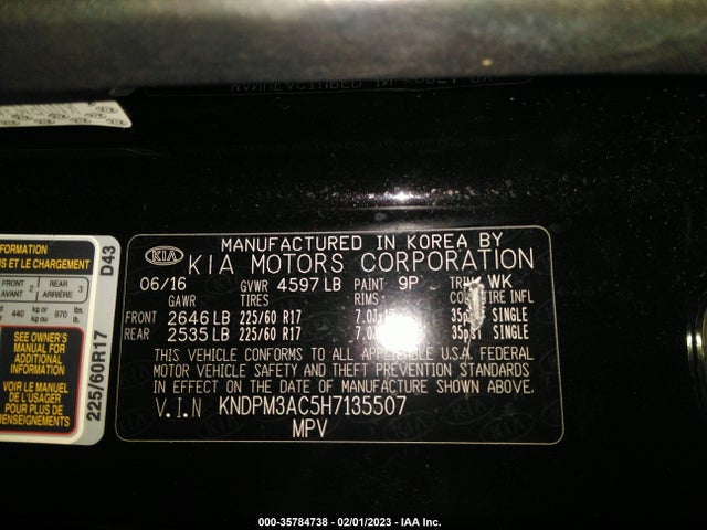 2017 Kia Sportage, VIN: KNDPM3AC5H7135507