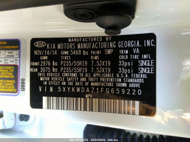 5XYKWDA71FG659220 KIA Sorento Sx Limited