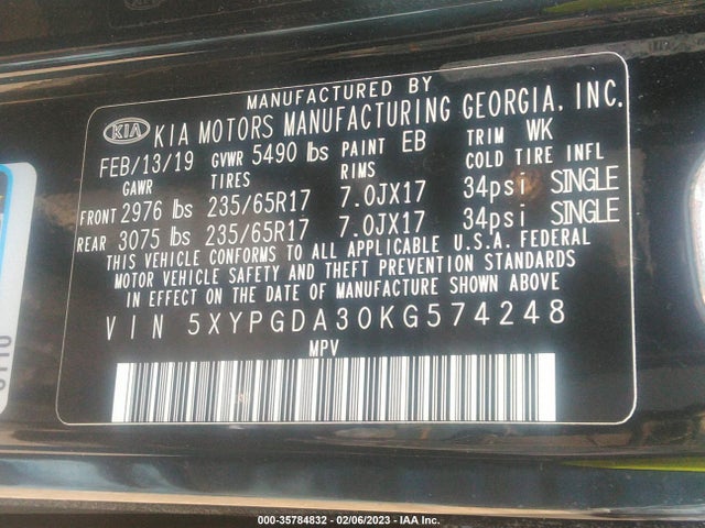KIA SORENTO LX 2019 5XYPGDA30KG574248 Image 11