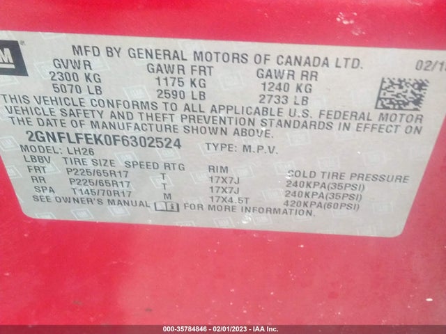 Chevrolet EQUINOX LT 2015 2GNFLFEK0F6302524 Image 9
