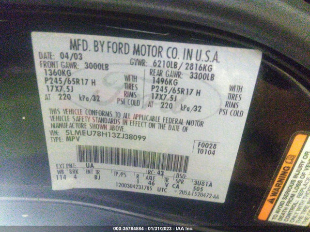 Lincoln Aviator Premium 2003 5LMEU78H13ZJ38099 Image 10
