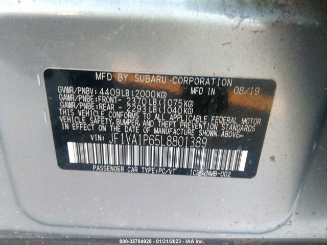 JF1VA1P65L8801389 Subaru Wrx Limited