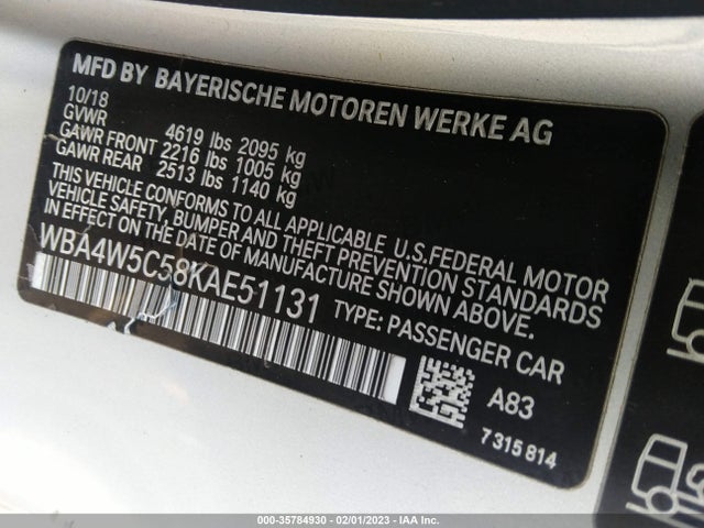 BMW 4 Series 430i Xdrive 2019 WBA4W5C58KAE51131 Image 9