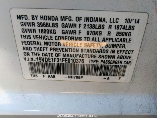 19VDE1F31FE010376 Acura ILX