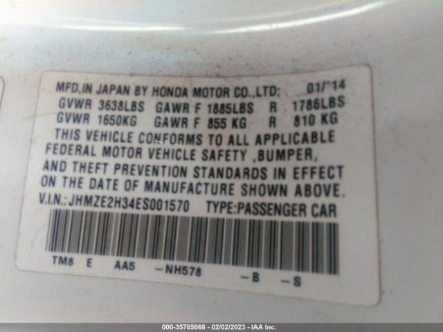 JHMZE2H34ES001570 Honda Insight