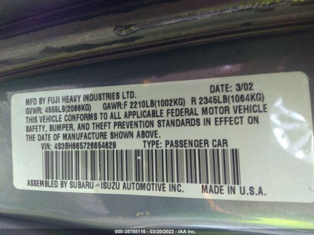 4S3BH665726654629 Subaru Legacy Wagon Outback