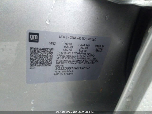 Chevrolet MALIBU LT 2022 1G1ZD5ST5NF137397 Image 9